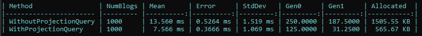 projection query benchmark