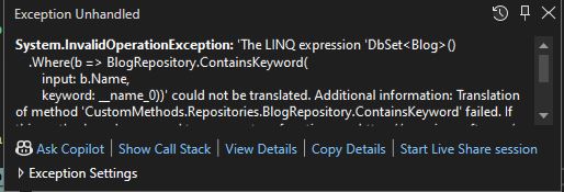 custom method runtime exception